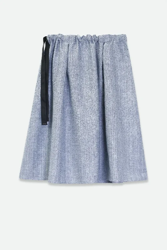 MAEVE DRAWSTRING SKIRT IN ITALIAN JACQUARD LIGHT BLUE