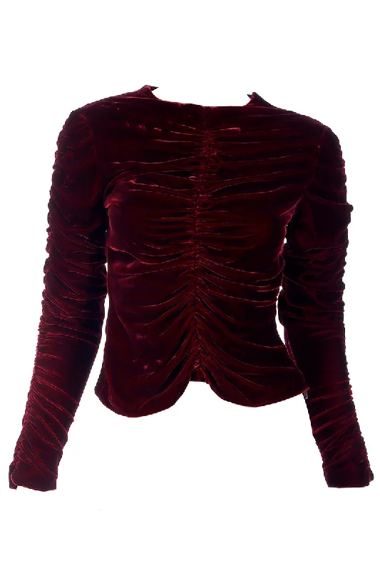 F/W 1999 Tom Ford For Gucci Deep Red Velvet Ruched Top