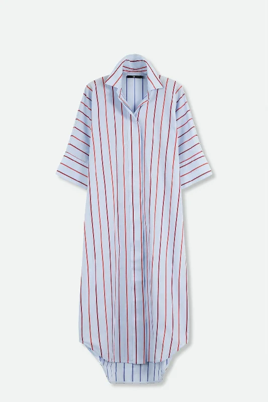 MODENA DOLMAN SLEEVE SHIRT DRESS IN ITALIAN COTTON SPRING STRIPE