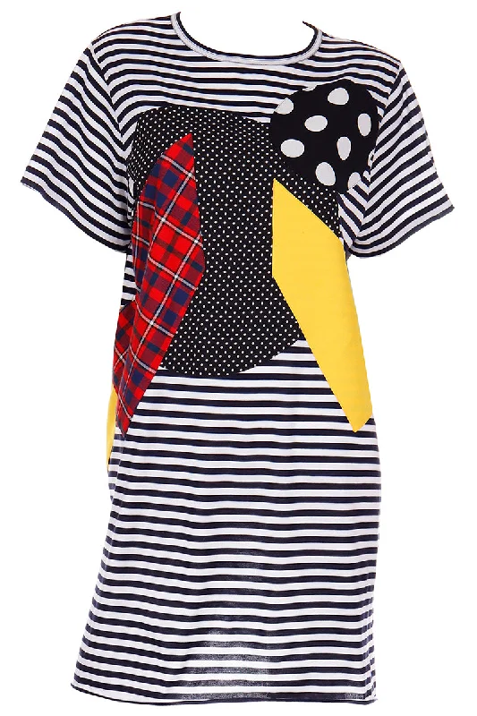 Junya Watanabe for Comme des Garcons Striped Patchwork Print T Shirt Dress