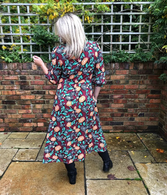 Niko Marigold Print Midi Dress