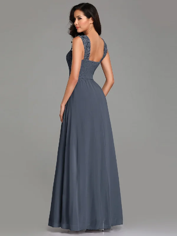 Elegant A Line Chiffon Wholesale Bridesmaid Dress With Lace Bodice