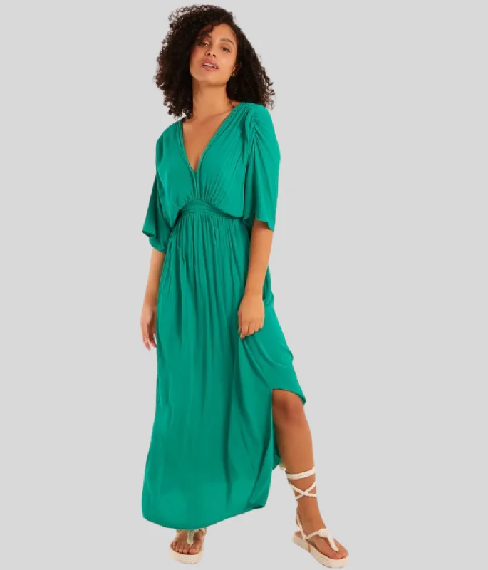 Green Rope Detail Batwing Dress