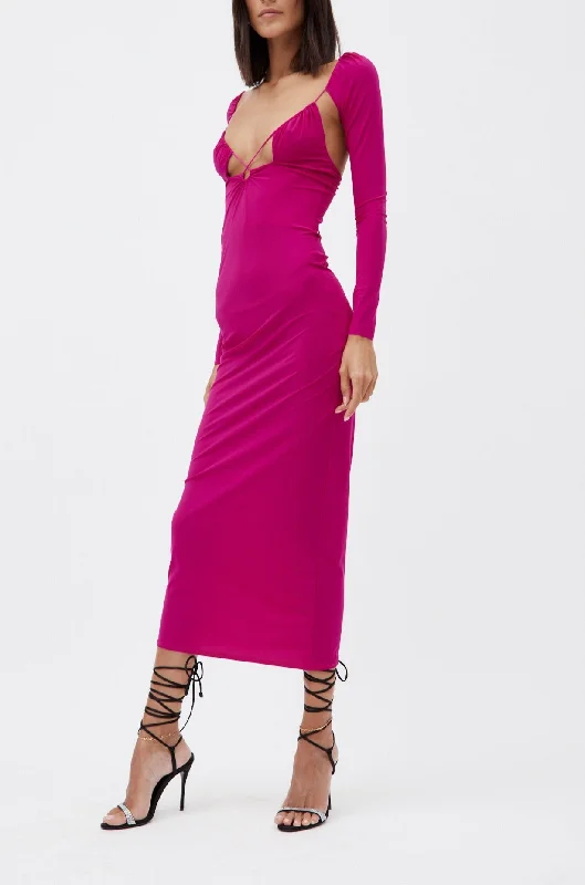 Issad Sleeves Purple Pink Dress