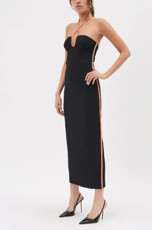 Nassia Black Coral Dress