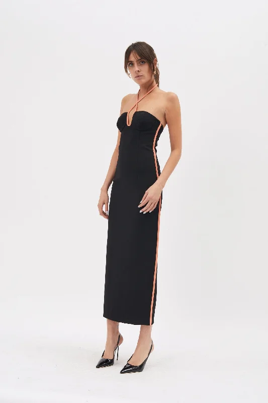 Nassia Black Coral Dress