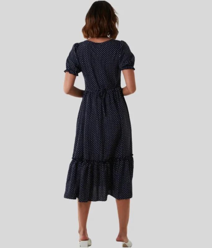 Polka Dot Tiered Midi Dress