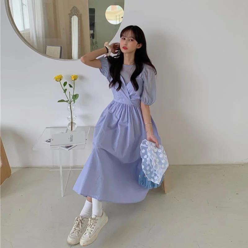 Women's Sweet Solid Color Circle Dresses