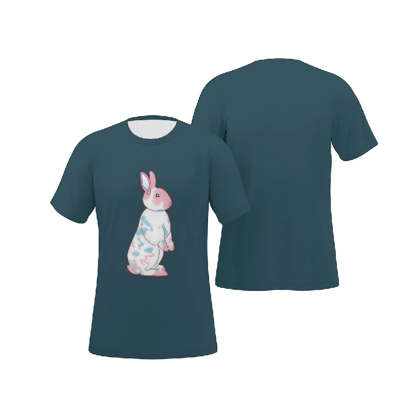 Transgender Nosy Neighbour Bunny with Peacock Background Relaxed Fit O-Neck T-Shirt