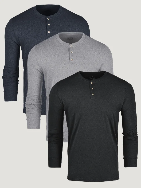 Basic Long Sleeve Henley 3-Pack