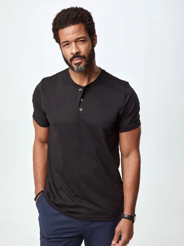 Black Short Sleeve Henley 3-Pack