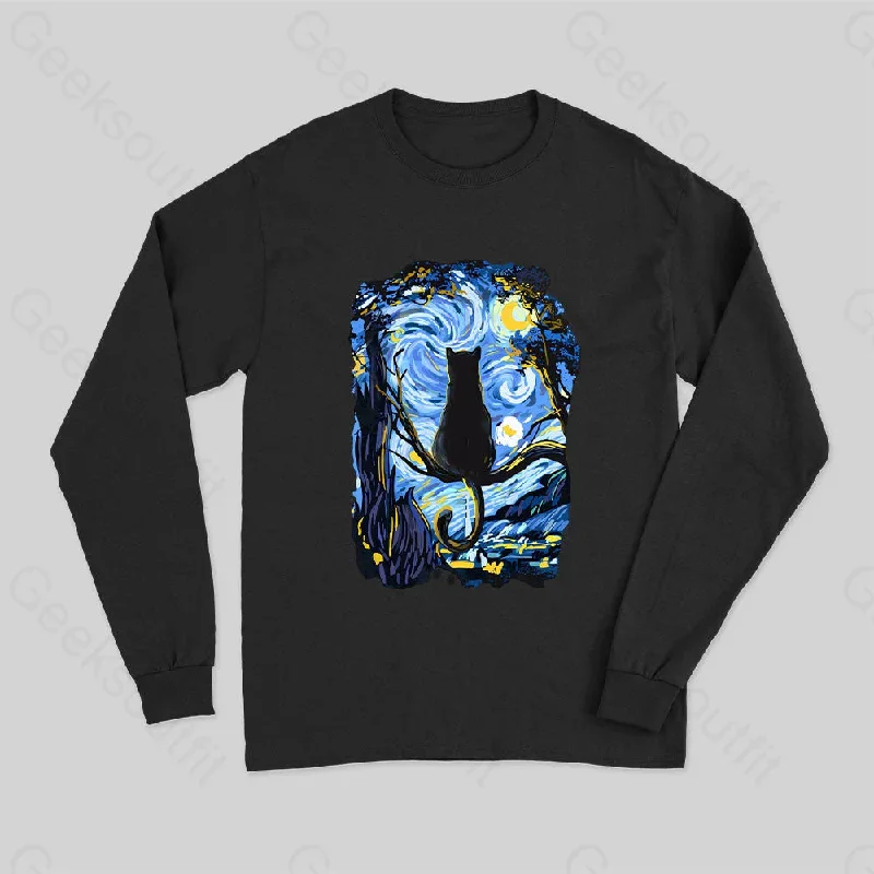 CAT STARRY NIGHT Long Sleeve T-Shirt