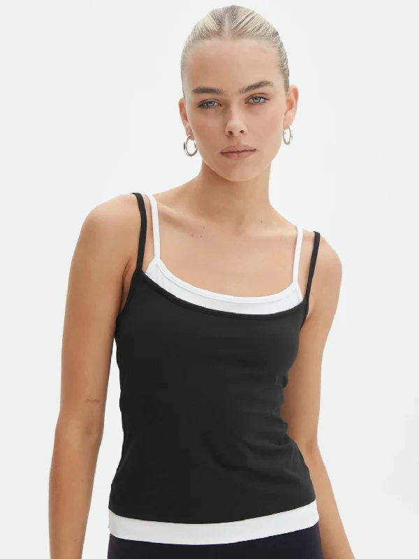 Hot Girl Double Layered Square Neck Cropped Cami