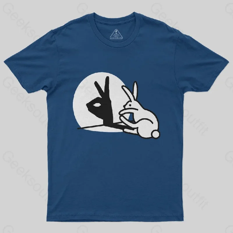 Funny Rabbit Hand Shadow Puppets Bunny Figure Pop Art Geek T-Shirt