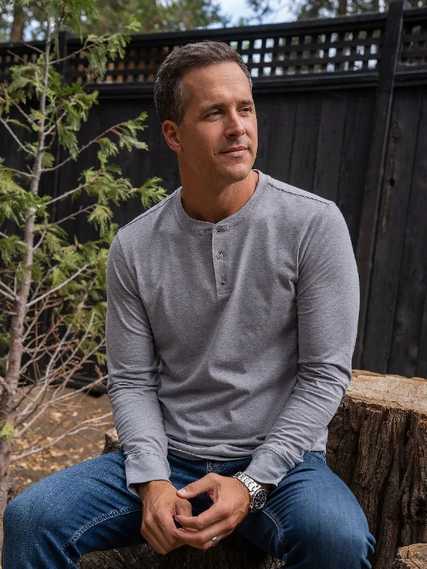 Heather Grey Long Sleeve Henley