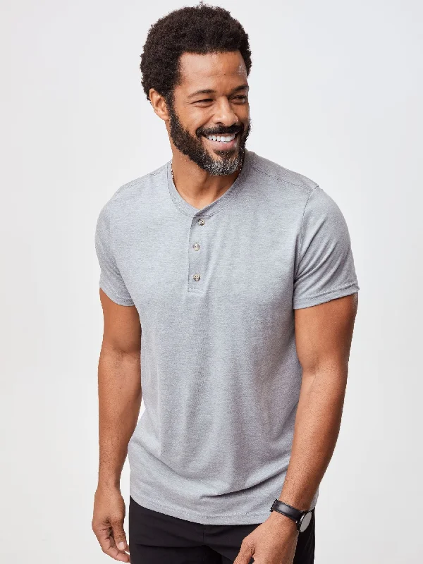 Heather Grey Short Sleeve Henley