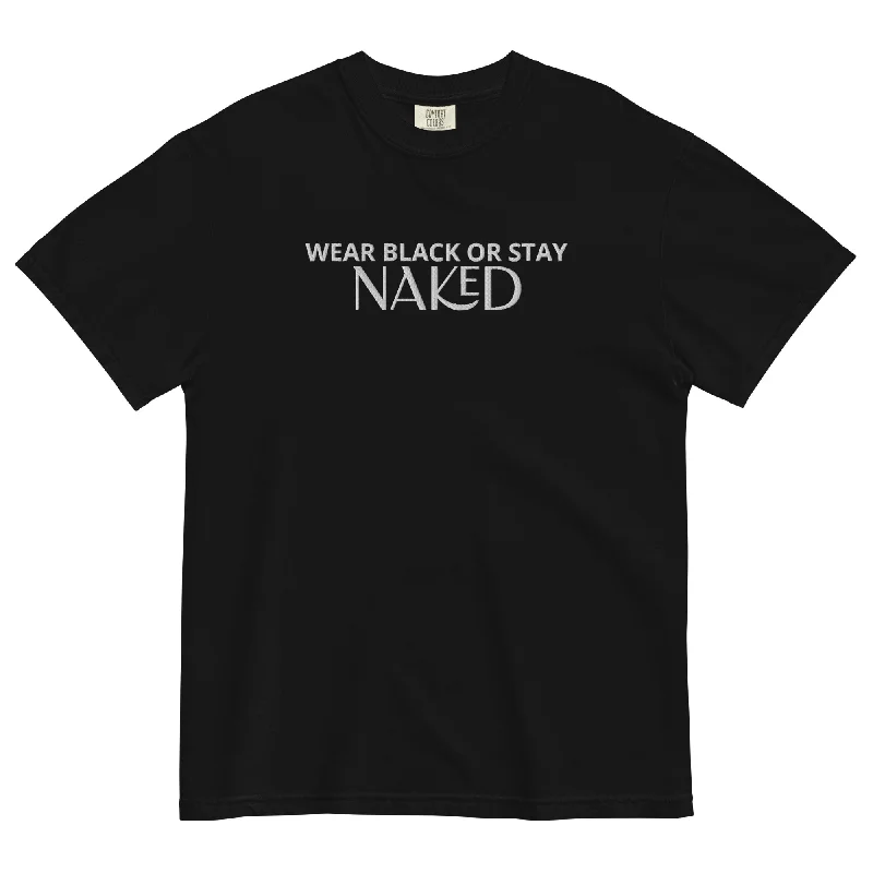 Hot Girl Black or Naked Garment-Dyed Embroidered Short Sleeve Tee