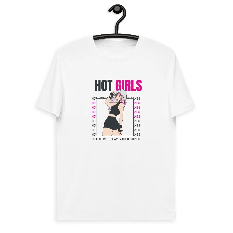 Hot Girl Video Games Organic Cotton Women's Graphic Short Sleeve Tee