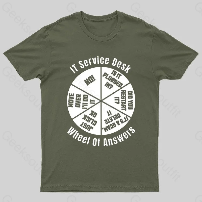 It Service Desk Wheel Of Answer Nerd T-Shirt