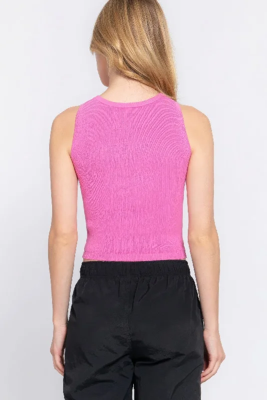 Hot Girl Heart Spring Sweater Tank In Pink Short Sleeve Top