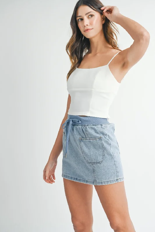 Hot Girl MABLE Strappy Back Cami In White Short Sleeve Crop Top