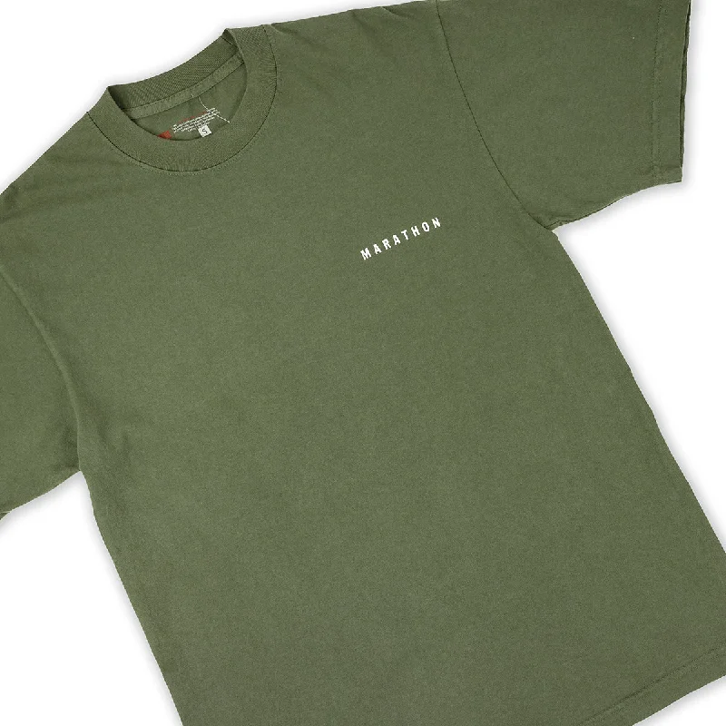 Marathon Signature Classic T-Shirt - Olive/White