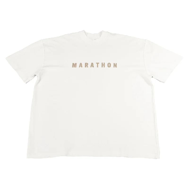 Marathon Hero T-Shirt (Ultra Oversized) - White/Mocha