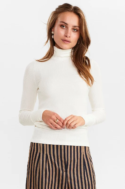 NUBOWIE ROLLNECK RIB - NOOS - Cloud Dancer