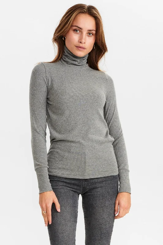 NUBOWIE ROLLNECK RIB - NOOS - Medium Grey mel