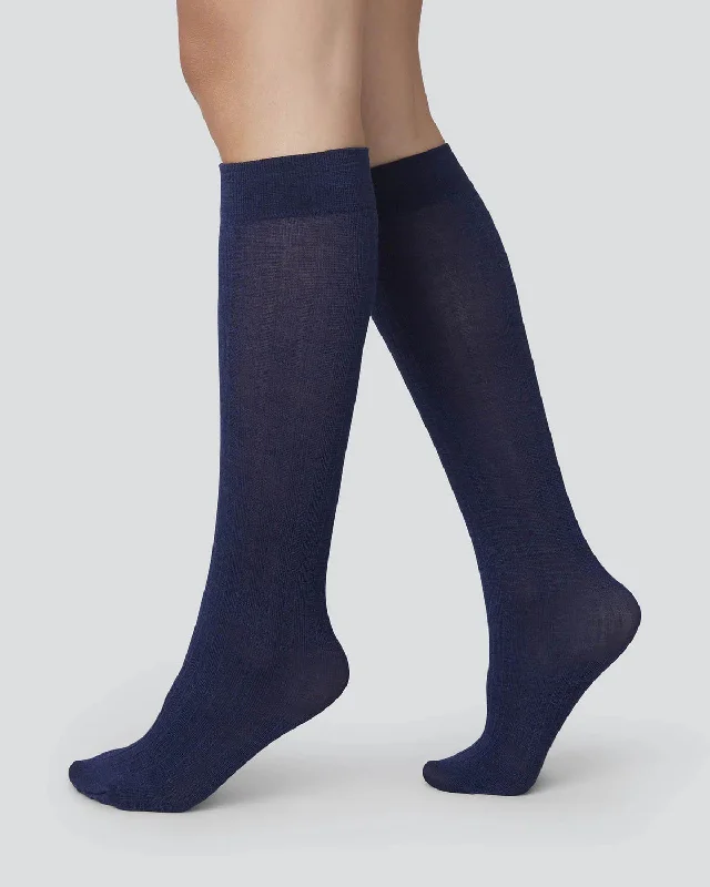 SWEDISH STOCKINGS - BAS GENOUX FREJA - MARINE