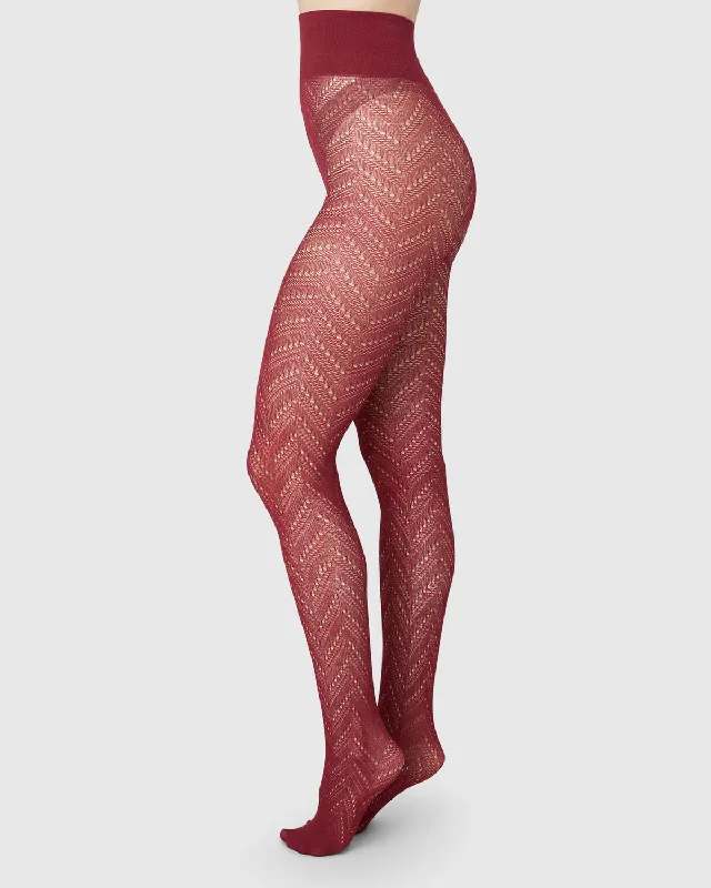 SWEDISH STOCKINGS - COLLANT INA POINTELLE - ROUGE MAHOGANY