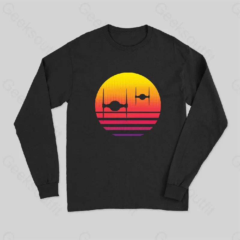 Tie Fighter Sunset Geek Long Sleeve T-Shirt