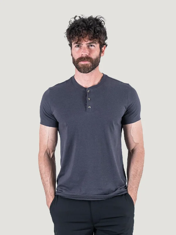 Vintage Black Short Sleeve Henley