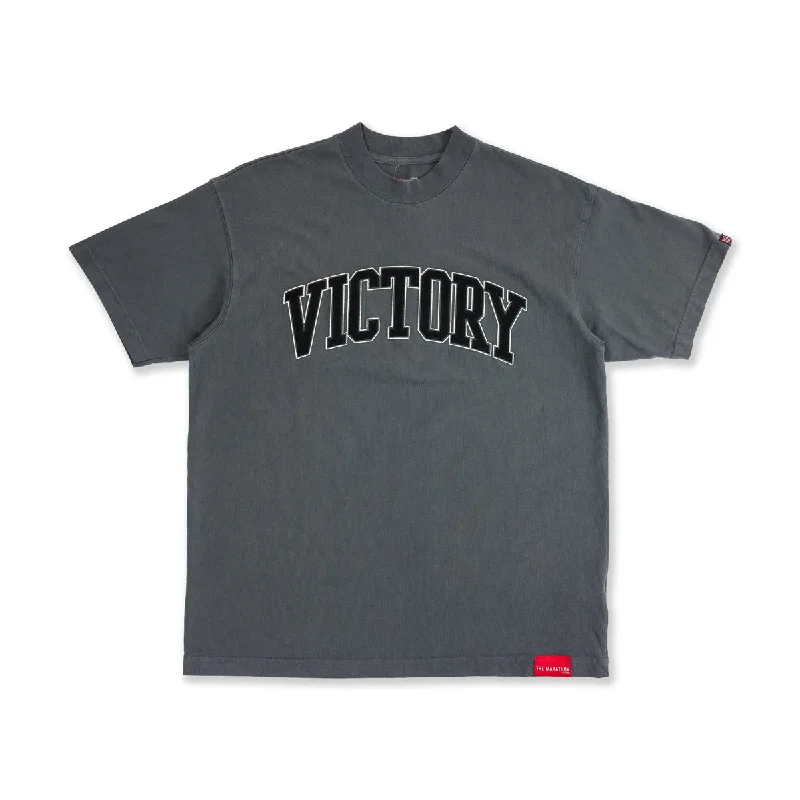 Vintage Embroidered Victory T-Shirt - Vintage Grey/Black