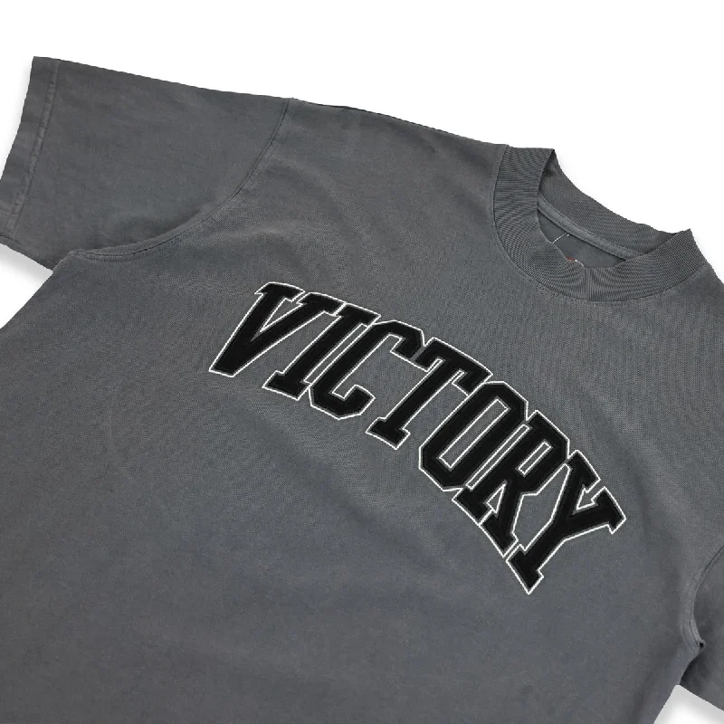 Vintage Embroidered Victory T-Shirt - Vintage Grey/Black