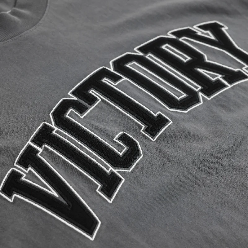 Vintage Embroidered Victory T-Shirt - Vintage Grey/Black