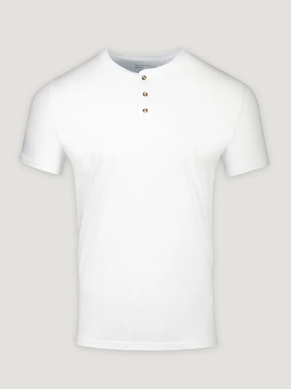 White Short Sleeve Henley