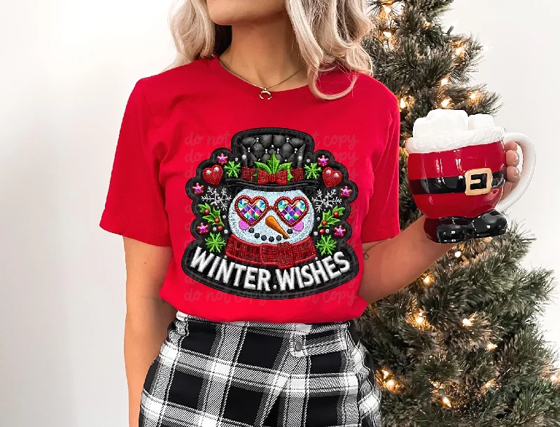 Winter Wishes Faux Embroidery GRAPHIC TEE