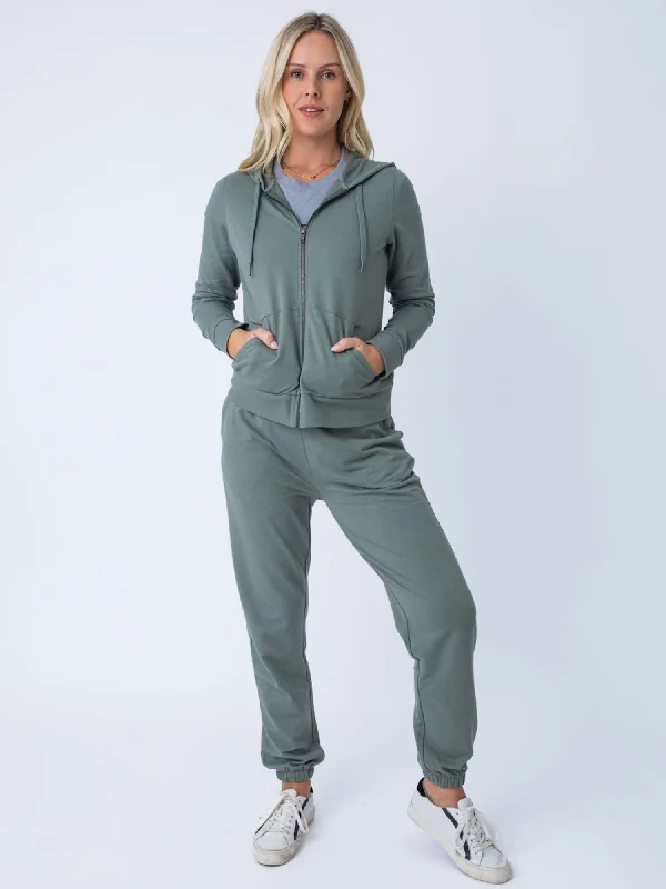 Women’s Terry Zip-Up Essential 2-Pack (Black + Mercury Green)